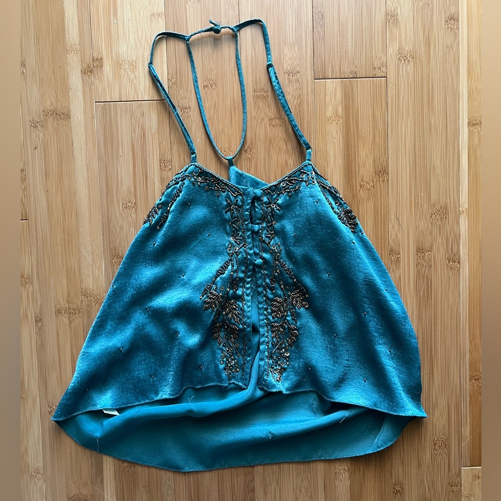 FREE PEOPLE - Sexy Teal Bohemian Women's Top